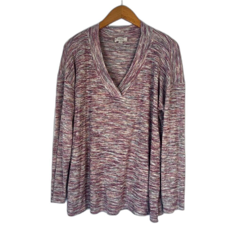 Ann Taylor Loft‎ Outlet Vneck Colorful Soft Cozy Pullover Tunic Sweater Sz Large
